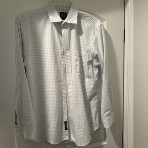 Jos a Bank Slim Fit 16 1/2 -33 Men's White Checkered Shirt